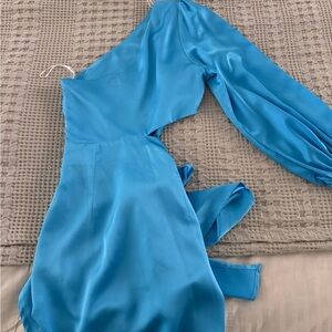 Hello Molly Elegant Blue One-Shoulder Dress 0